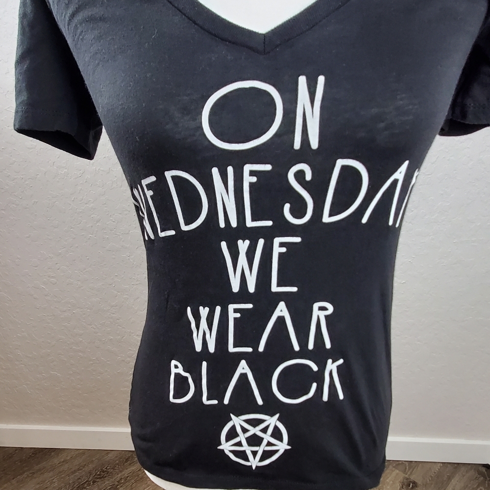 SM On Wednesdays We Wear Black Pentagram T Shirt